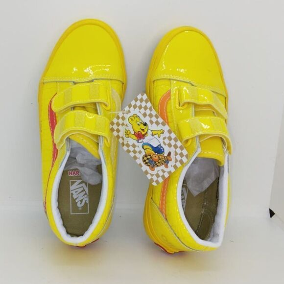 VANS Haribo Girls NEW Shiny Yellow Gold Bears Pattern Sneakers - sz. 2 1/2Y - Picture 3 of 6